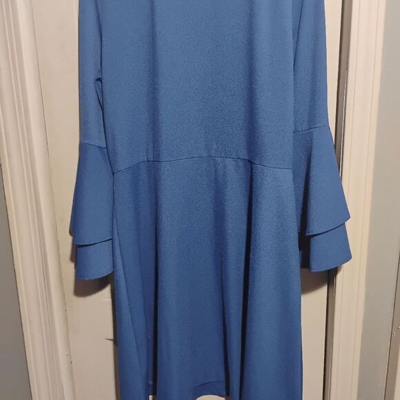 Isaac Mizrahi Blue Long Sleeve Dress - Picture 6 of 9